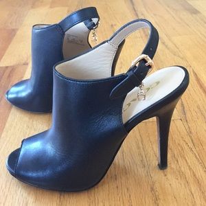 Coach high heel leather peep toe black shoe